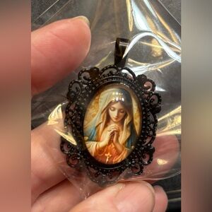 SET OF 3 Black Framed Saint Pendants